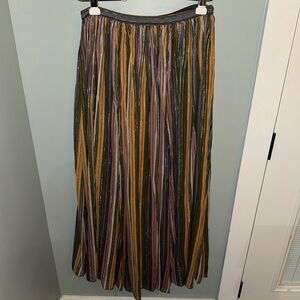 Free People Maxi skirt sz 12 pleated flowy boho striped metallic